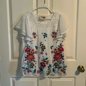 Savanna Jane blouse, size S. Embroidered, feminine, great with jeans.